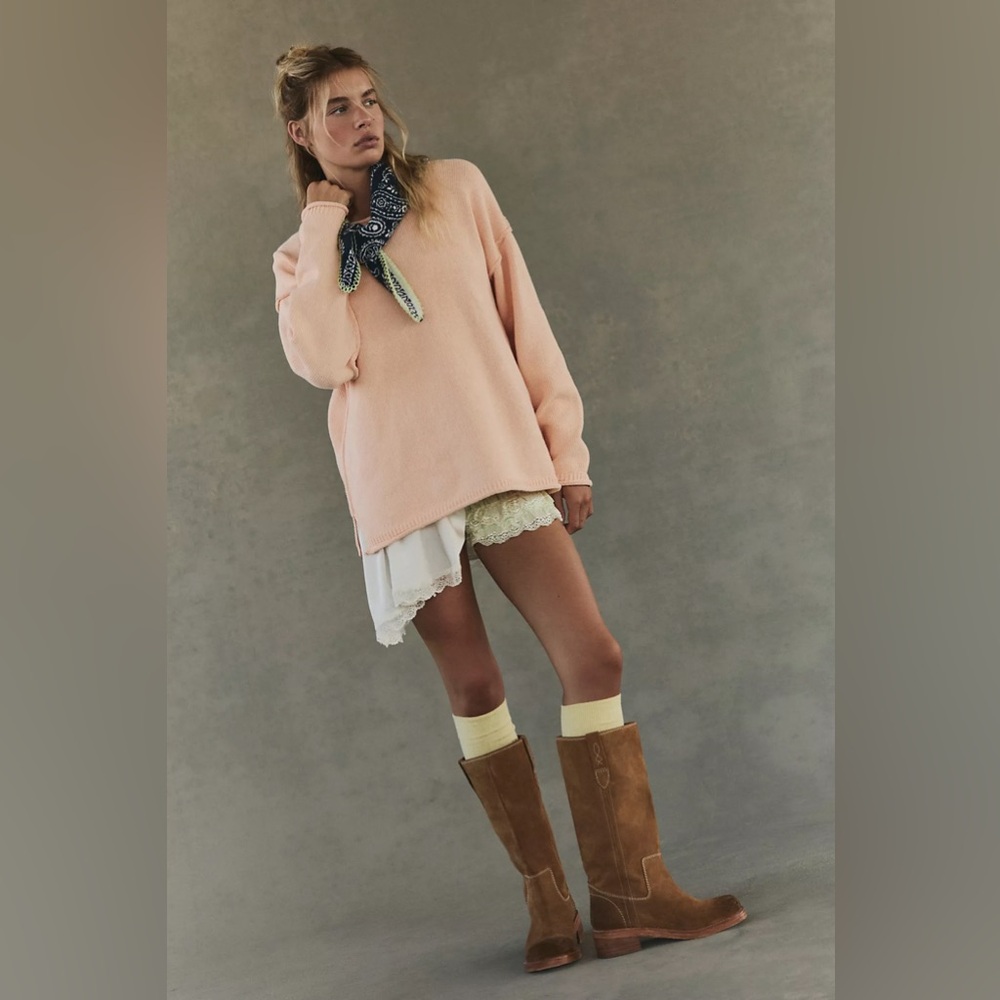New Free People Blaze Pull On Campus Boots Toffee Suede - Picture 3 of 9
